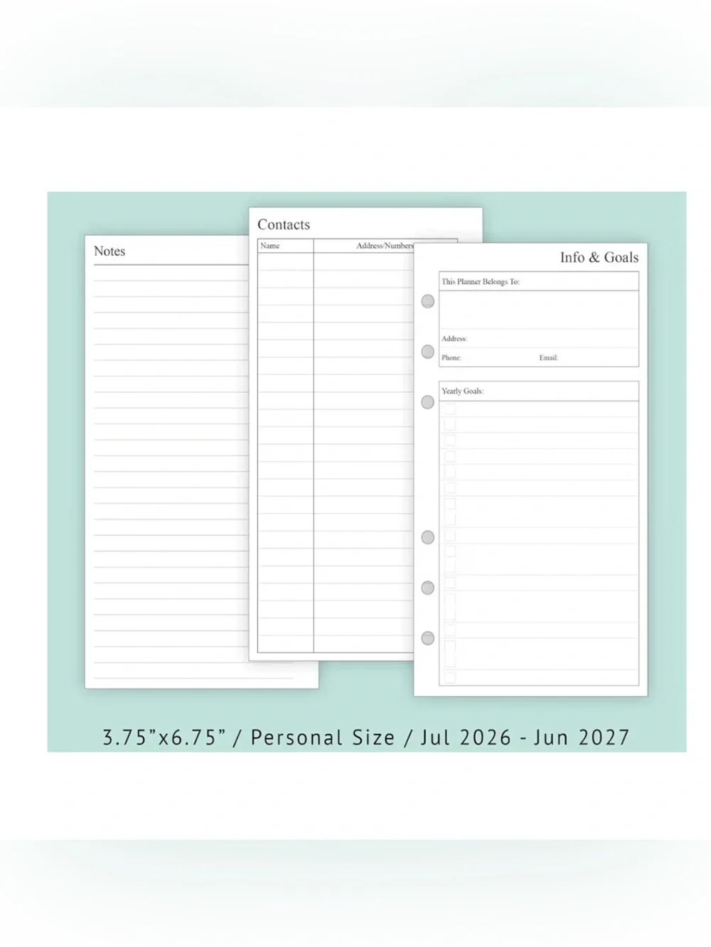 🆕 MM 6 Ring Planner Inserts Refills LV Medium Calendar 2026 2027 To Do Journal